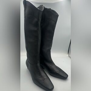Steve Madden Dollie black leather western boot size Women’s Size 9.5 NWOB